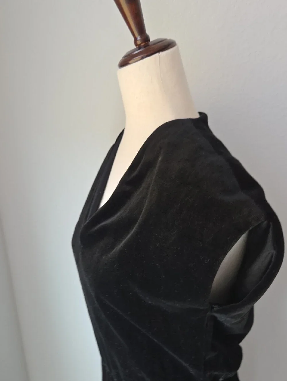 Vintage Women's Black Velvety Velour Long Dress Halloween Witchy Gypsy Handmade